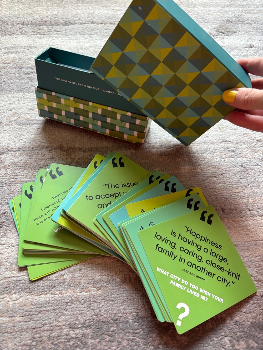 Conversation Prompt Card Set in Teal and Green